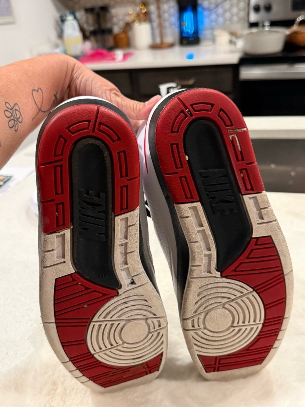 Jordan White Black Red High-Top Sneakers - Picture 5 of 7